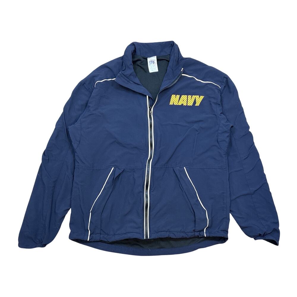 Vintage US Navy Windbreaker Blue yellow military 90s Small track jacket